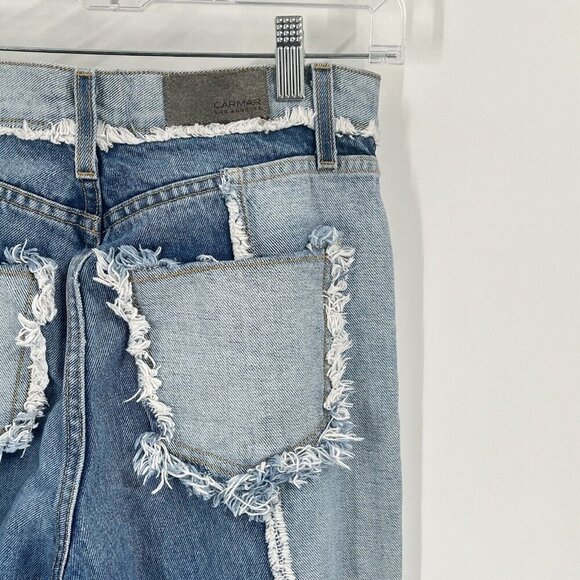 Carmar Straight Leg High Rise Jeans Two Tone Distressed Sz 25 - Picture 4 of 7